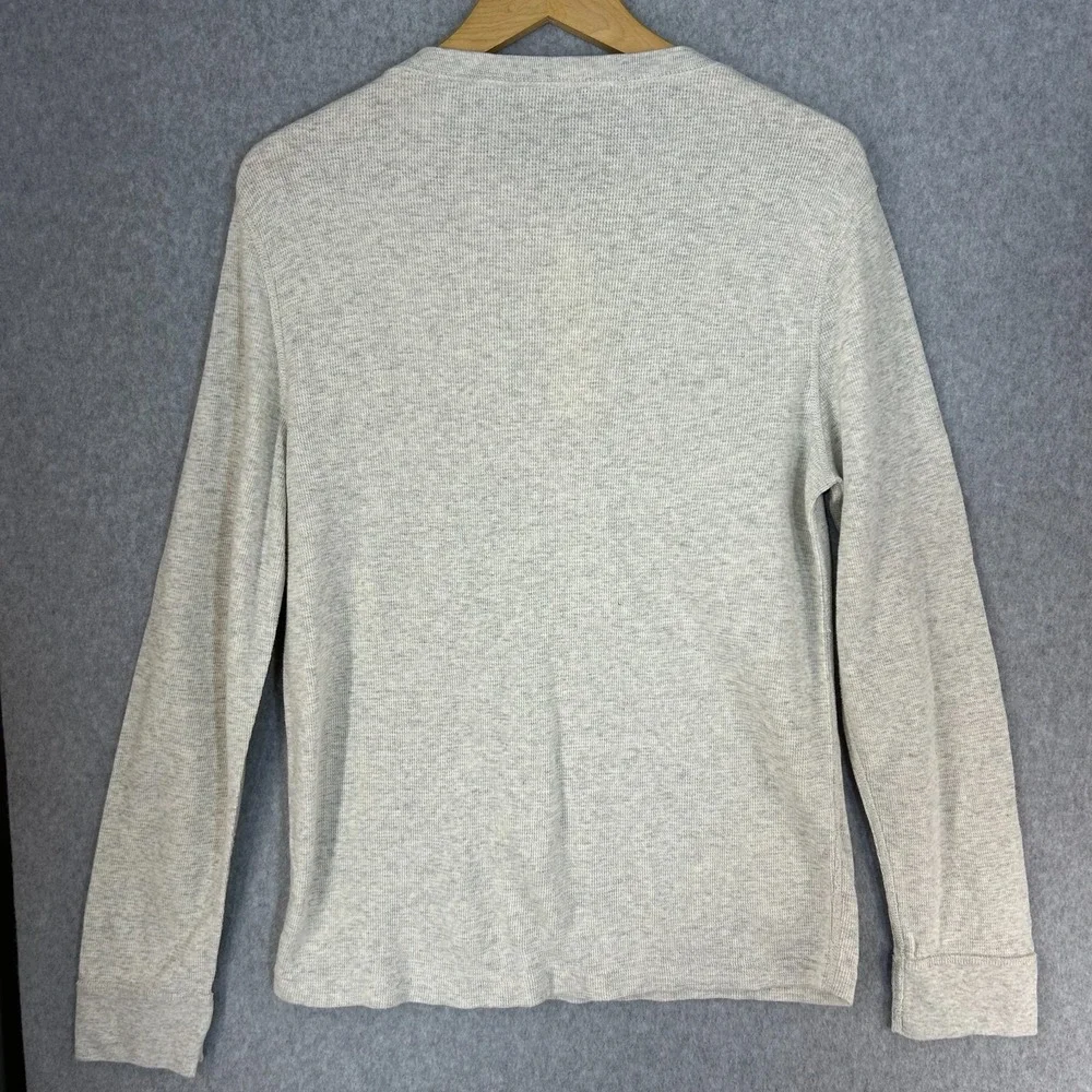 J Crew Utility Knit Cotton Henley Neutral Cream Gray Dexter Mens Size Large READ